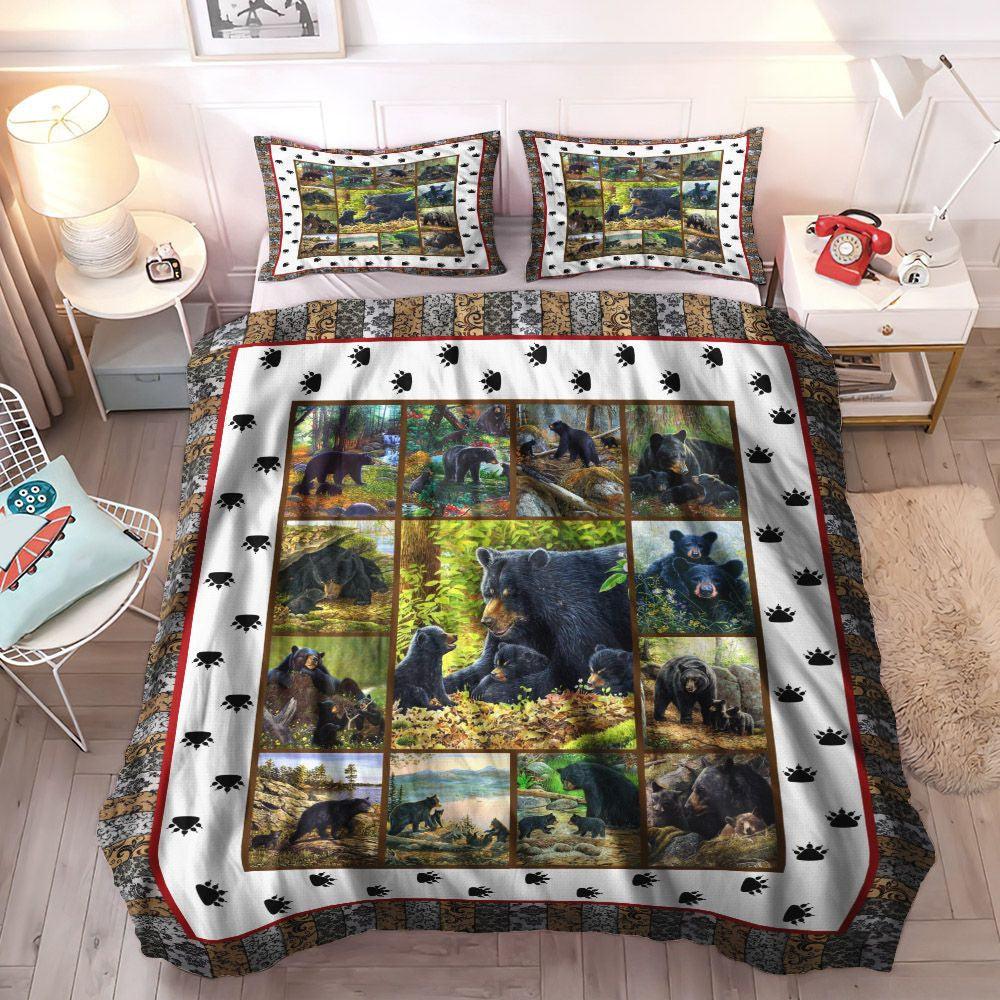 Black Queen Size Bedding Set, Grizzly Bear King Size Bedding Set, Giant Bear Soft Duvet Cover Set, Black Bear Bedding Set, Gifts for Black