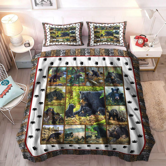 Black Queen Size Bedding Set, Grizzly Bear King Size Bedding Set, Giant Bear Soft Duvet Cover Set, Black Bear Bedding Set, Gifts for Black