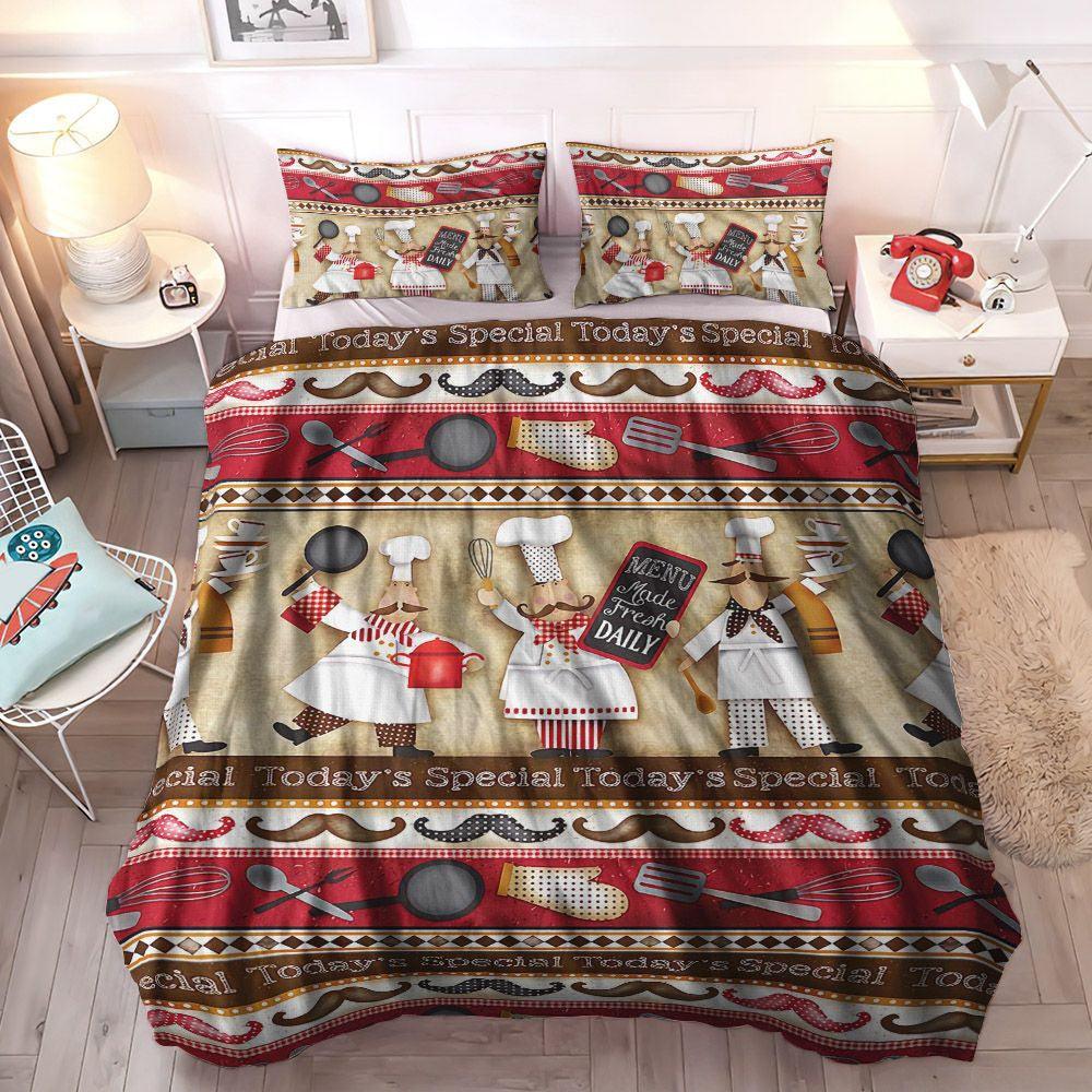 Cooking Queen Size Bedding Set, Chef Soft Duvet Cover Set, Chef Bedding Set, Gifts for Chef