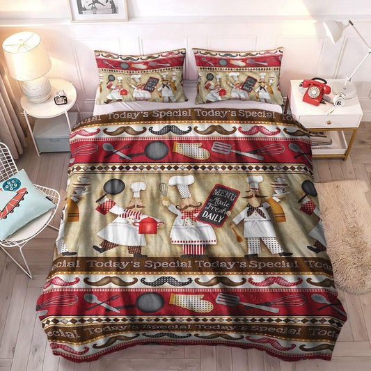 Cooking Queen Size Bedding Set, Chef Soft Duvet Cover Set, Chef Bedding Set, Gifts for Chef