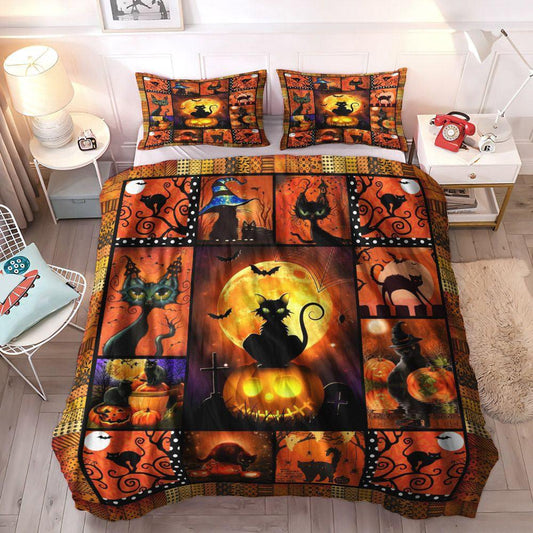 Spooky King Size Bedding Set, Halloween Soft Duvet Cover Set, Halloween Witch Cozy Bedding Set, Halloween 2 Bedding Set, Gifts for Halloween
