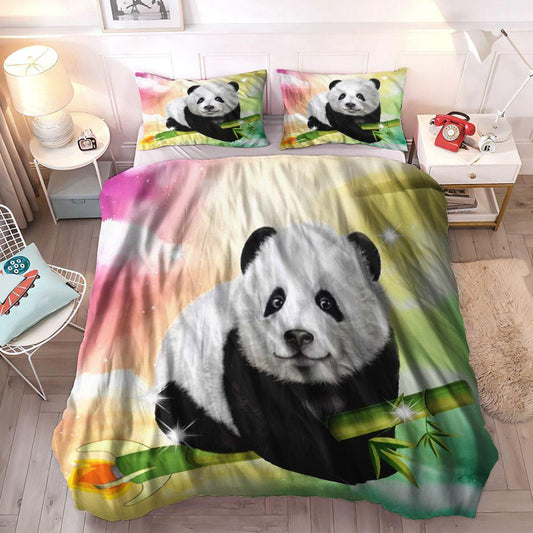 Giant Panda Queen Size Bedding Set, Bamboo Soft Duvet Cover Set, Bamboo Rocket Panda Bedding Set, Gifts for Panda