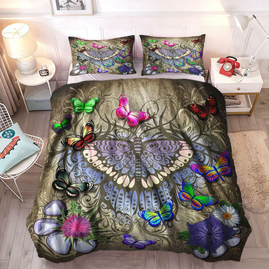 Bed Cover King Size Bedding Set, Bed Gift Queen Size Bedding Set, Butterfly Bed Sheets Spread Comforter Duvet Cover Bedding Sets, Gifts for Bed
