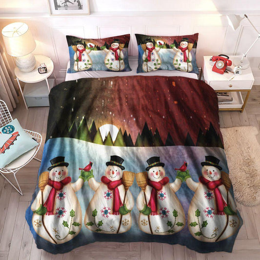 Personalized 3-piece Duvet Cover Bedding Set Merry Christmas Cozy Bedding Set, Snowman Bedding Set, Christmas King Size Bedding Set, Christmas Bedding Sets, Gifts for Christmas