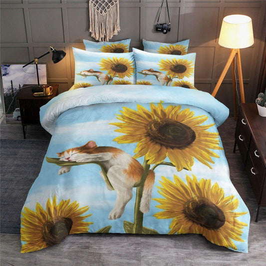 Personalized 3-piece Duvet Cover Bedding Set  Sunflower Cat Bedding Sets CCC25105486