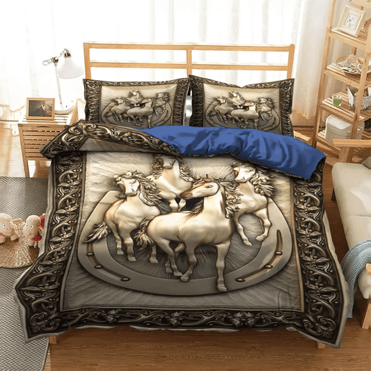 Galloping Horse King Size Bedding Set, Horse In Motion Queen Size Bedding Set, Colorful Horse Soft Duvet Cover Set, Horse Bedding Set, Gifts for Horse