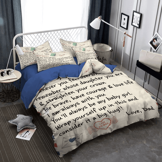 Daughters Queen Size Bedding Set, Father King Size Bedding Set, Great Dad Soft Duvet Cover Set, To My Daughter Dad Etter Bedding Set, Gifts for Father