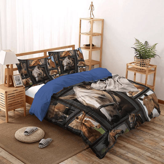 Galloping Horse Queen Size Bedding Set, Horse In Motion Soft Duvet Cover Set, Horse Beauty Brown Bedding Set, Gifts for Horse