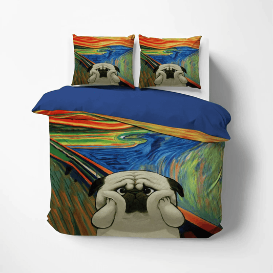 Cute Pug King Size Bedding Set, Pug Lover Queen Size Bedding Set, Doggo Soft Duvet Cover Set, Pug Dog Bedding Set, Gifts for Dog
