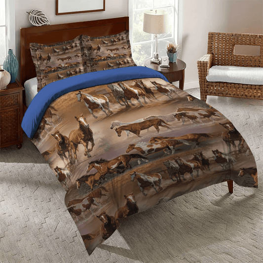 Galloping Horse Soft Duvet Cover Set, Horse Queen Size Bedding Set, Horse Running Bedding set, Horse Bedding Set, Gifts for Horse