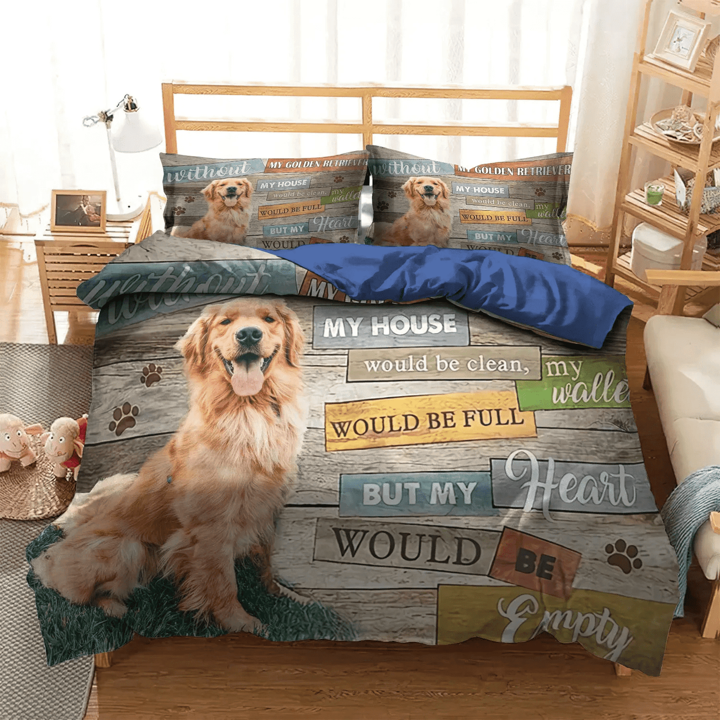 Golden Retriever Soft Duvet Cover Set, Golden Retrieve Mom Bedding set, Without My Golden Retriever Bedding Set, Gifts for Golden Retriever