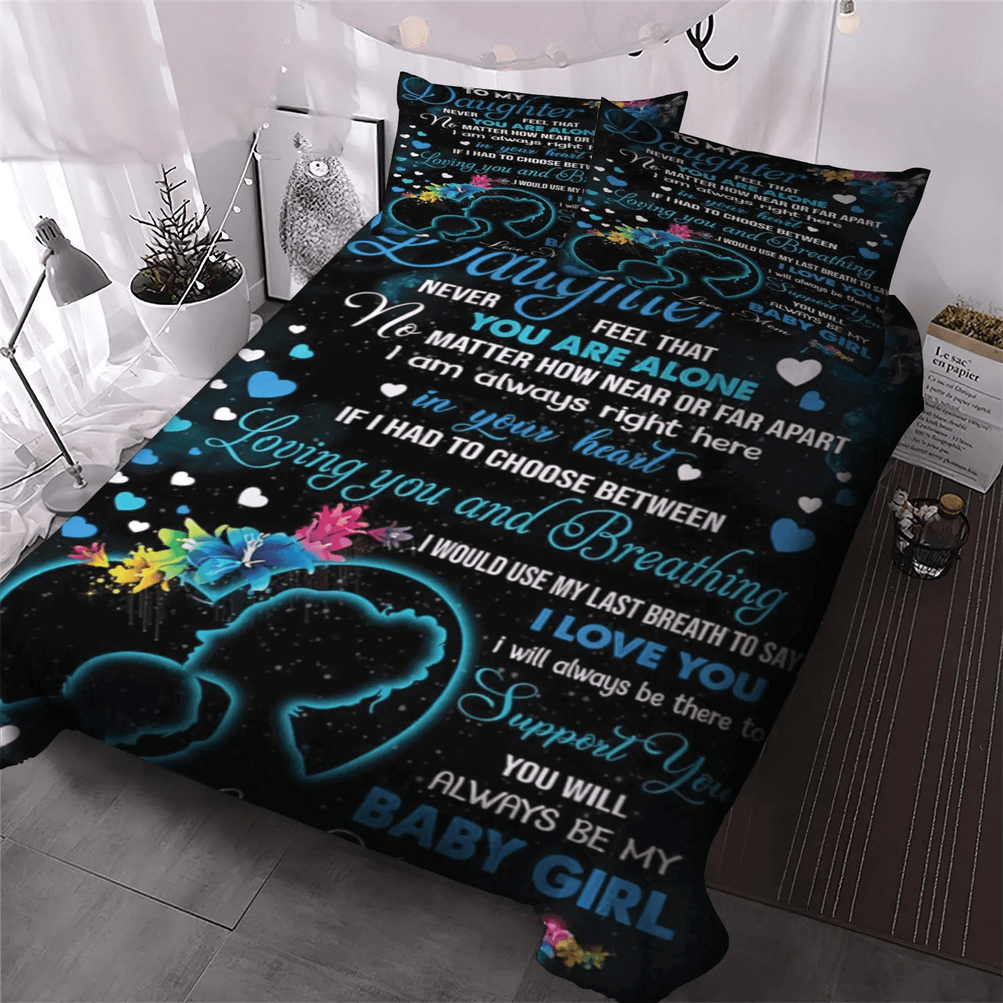 Daughter King Size Bedding Set, Daughters Bedding set, Parenting Soft Duvet Cover Set, To My Daughter For Daughter Bedding Set, Gifts for Daughter