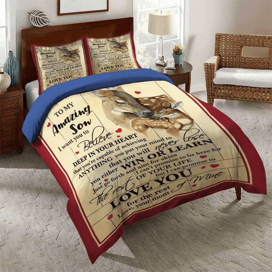 Dear Deer Stag Head Bedding set, Deer King Size Bedding Set, Thanks Son Soft Duvet Cover Set, Deer Son Bedding Set, Gifts for Deer