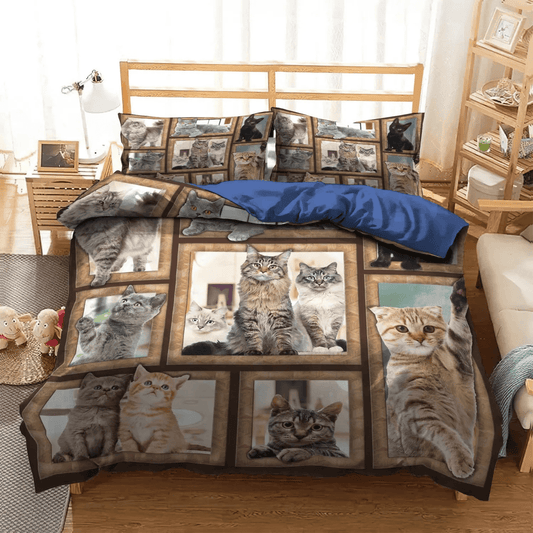 Cat Paw Queen Size Bedding Set, Cat Soft Duvet Cover Set, Cat Tracks King Size Bedding Set, Cat D Cats Bedding Set, Gifts for Cat