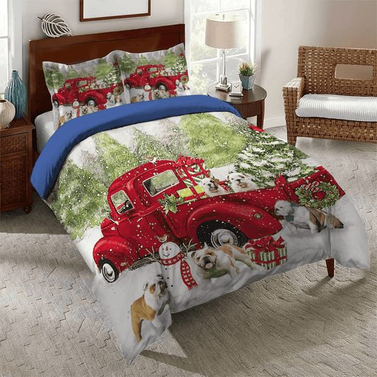 Bulldog Bedding set, English Bulldog Soft Duvet Cover Set, Dog Lover King Size Bedding Set, Bulldog Happy Together Bedding Set, Gifts for Bulldog