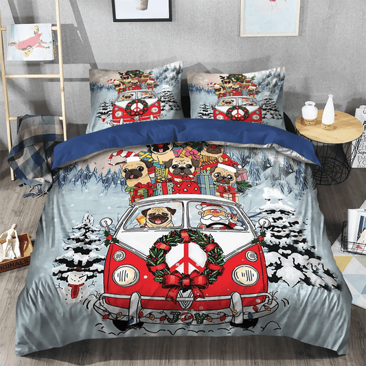 Funny Pug Dog Bedding set, Pug Queen Size Bedding Set, Cute Pug King Size Bedding Set, Pug Lover Soft Duvet Cover Set, Pug Bedding Set, Gifts for Pug