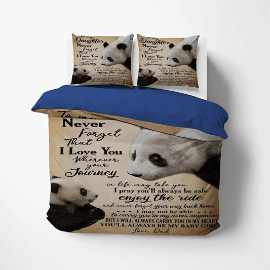 Funny Panda Soft Duvet Cover Set, Parenting Bedding set, Panda To My Daughter Love Dad Bedding Set, Gifts for Daughter