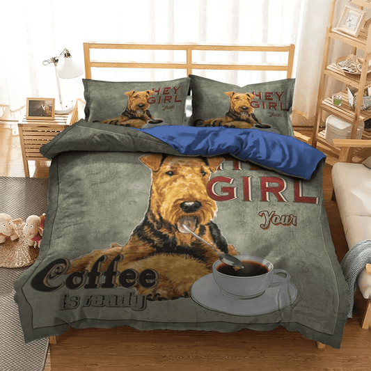Airedale Soft Duvet Cover Set, Dog Airedale Terrier King Size Bedding Set, Airedale Terrier Bedding Set, Gifts for Airedale Terrier