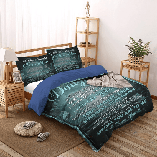 Daughter Soft Duvet Cover Set, Giraffes Make My Daughter Happy King Size Bedding Set, Daughter My Beautiful Daughter Bedding Set, Gifts for Daughter