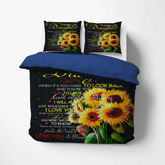 Personalized 3-piece Duvet Cover Bedding Set  Sunflower Bedding set, Sunflower Lover King Size Bedding Set, To My Daughter Sunflower Bedding Set, Gifts for Sunflower