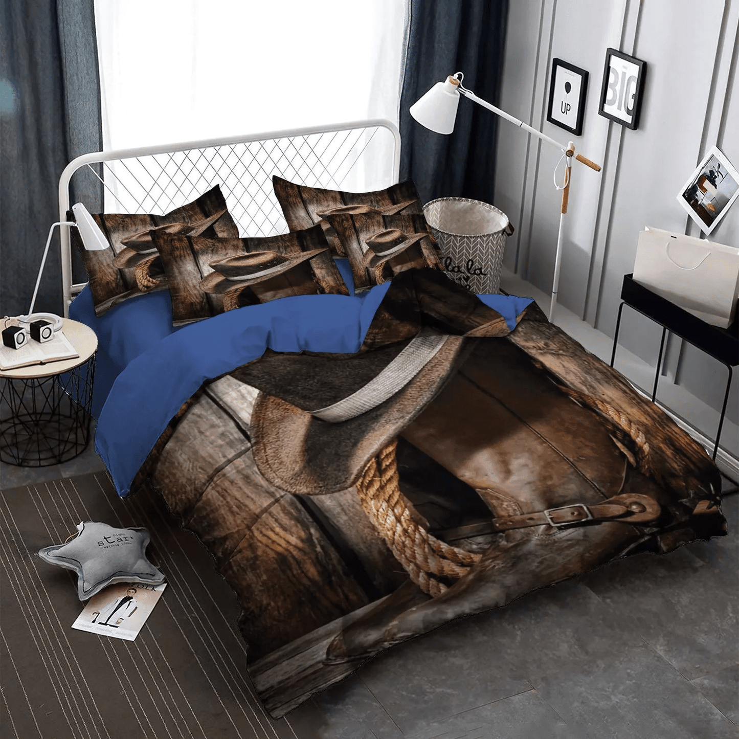 Cowboy King Size Bedding Set, Horse Lover Bedding set, Golden Cowboys Soft Duvet Cover Set, Cowboy Bedding Set, Gifts for Cowboy