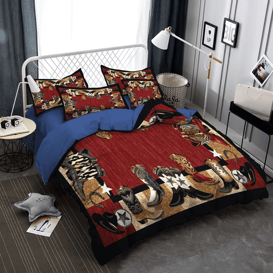 Cowboy Love Bedding set, Horse Lover Soft Duvet Cover Set, Golden Cowboys King Size Bedding Set, Cowboy Boot Bedding Set, Gifts for Cowboy