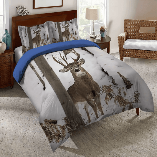 Personalized 3-piece Duvet Cover Bedding Set  Deer King Size Bedding Set, Christmas Deer Bedding set, Dear Deer Stag Head Queen Size Bedding Set, Deer Hunting Bedding Set, Gifts for Deer