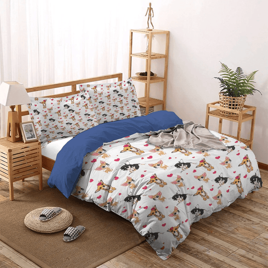 Chihuahua King Size Bedding Set, Chihuahua Dog Lover Soft Duvet Cover Set, Chihuahua Heart Bedding Set, Gifts for Chihuahua