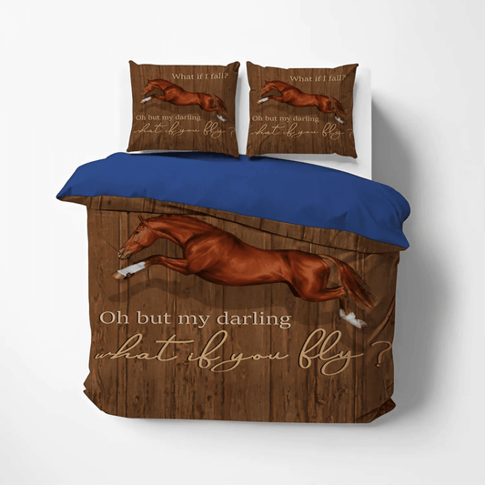 Colorful Horse Soft Duvet Cover Set, Horse In Motion Queen Size Bedding Set, Horse King Size Bedding Set, Horse Bedding Set, Gifts for Horse