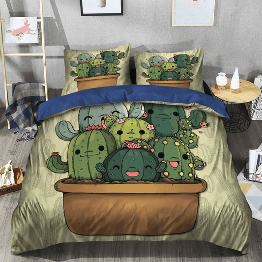 Cactus King Size Bedding Set, Catcus Funny Cat Soft Duvet Cover Set, Cactus Pun Bedding set, Cactus Bedding Set, Gifts for Cactus