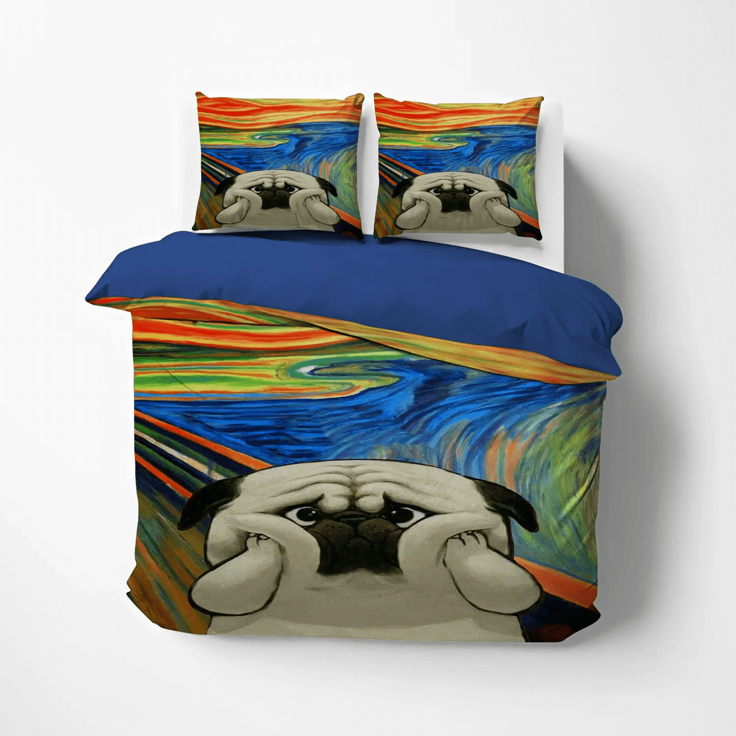 Cute Pug Bedding set, Funny Pug Dog King Size Bedding Set, Pug Lover Soft Duvet Cover Set, Pug Queen Size Bedding Set, Pug Bedding Set, Gifts for Pug