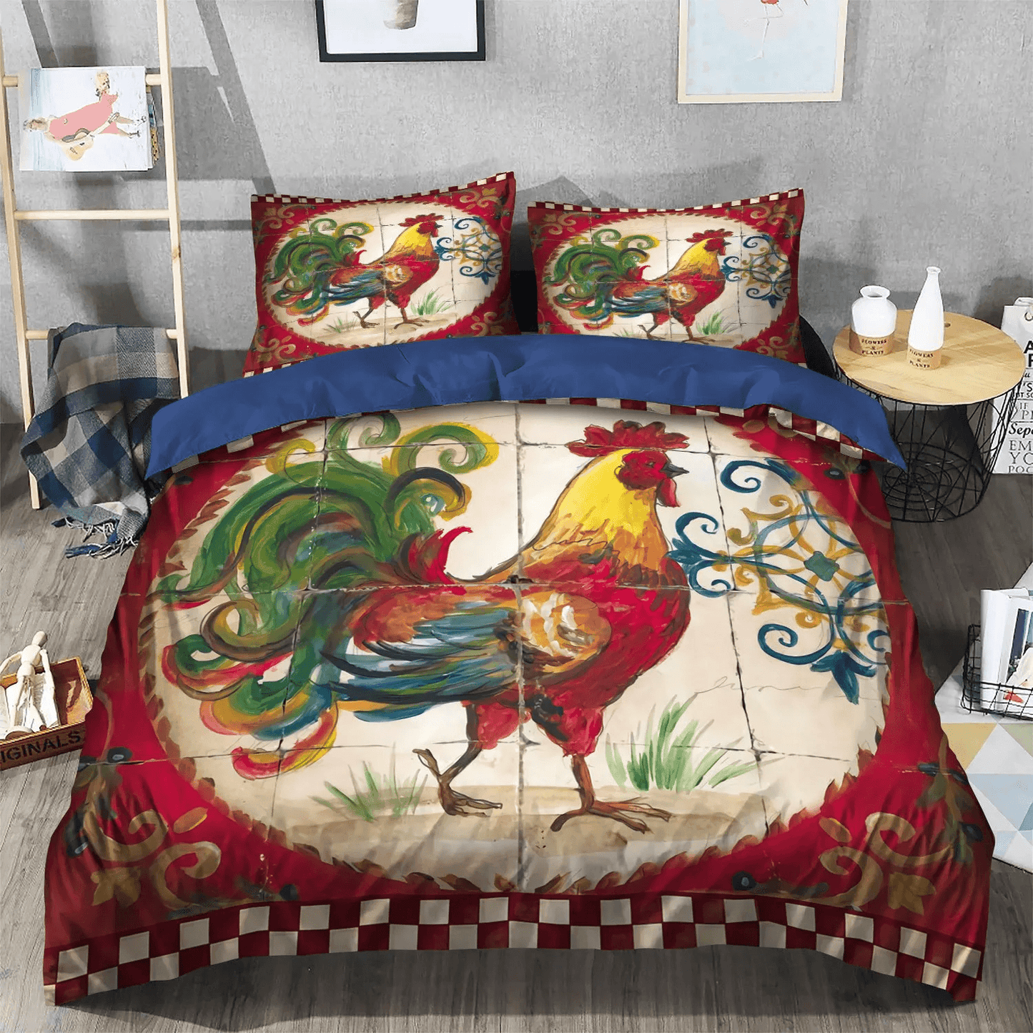 Chicken Soft Duvet Cover Set, Chicken Mom Bedding set, Cute Chicken Queen Size Bedding Set, Chicken Bedding Set, Gifts for Chicken