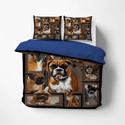 Chibi Dog Chibi Dog Chibi Dog Chibi Dog Queen Size Bedding Set, Dog Soft Duvet Cover Set, Boxer Dog Bedding Set, Gifts for Boxer