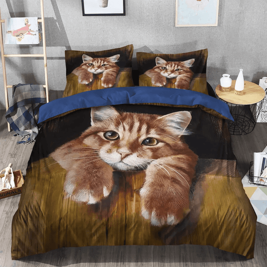 Cat Paw Soft Duvet Cover Set, Cat Bedding set, Cat Tracks Queen Size Bedding Set, Cat Bedding Set, Gifts for Cat