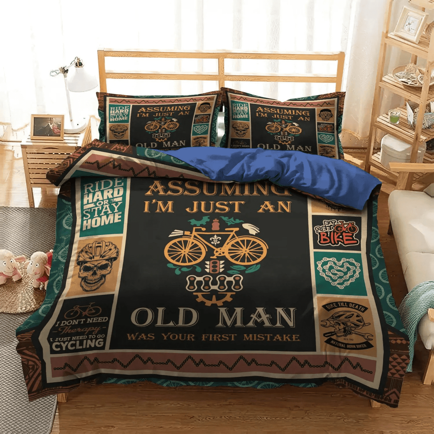 Cycling Octopus Long Sleeve King Size Bedding Set, Cycling Octopus Soft Duvet Cover Set, KKV Cycling Try Hard Bedding Set, Gifts for Cycling