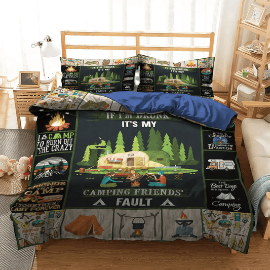 Camping Matching Soft Duvet Cover Set, Friend Bedding set, Camping Camping Friends Fault Bedding Set, Gifts for Camping