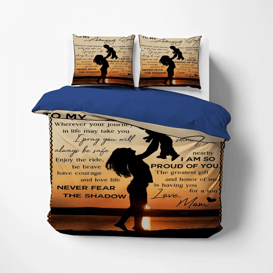 Funny Son Queen Size Bedding Set, Father And Son King Size Bedding Set, Thanks Son Soft Duvet Cover Set, Son Amazing Son Bedding Set, Gifts for Son