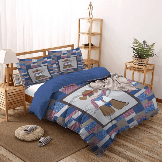 Cowboy Soft Duvet Cover Set, Cowboy Love Queen Size Bedding Set, Horse Lover Bedding set, Cowboy Love Bed Sheets, Gifts for Cowboy