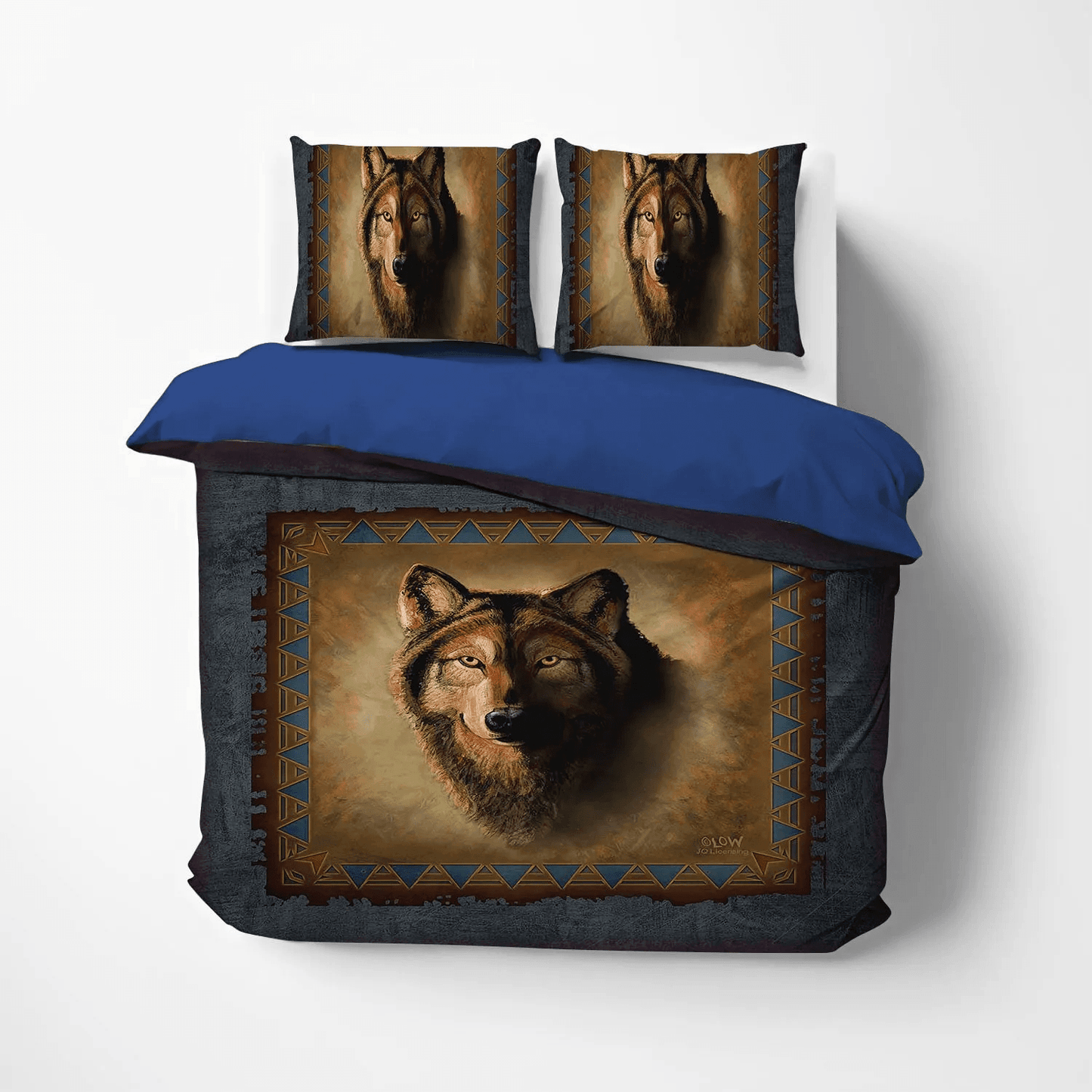 Blue Cat Lodge Bedding set, Wolf Soft Duvet Cover Set, Wolf Painting Queen Size Bedding Set, Wolf Lodge NHM Bedding Set, Gifts for Lodge
