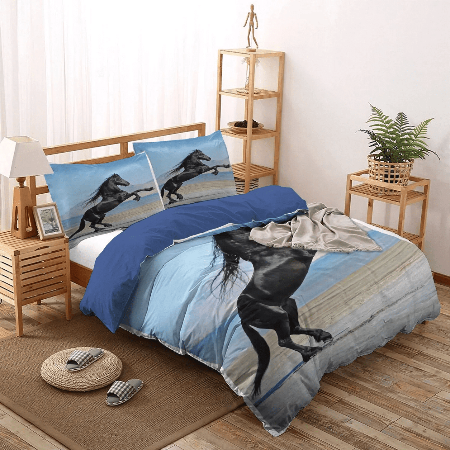 Abstract Horse Queen Size Bedding Set, Horse In Motion King Size Bedding Set, Horse Running Soft Duvet Cover Set, Horse Bedding Set, Gifts for Horse