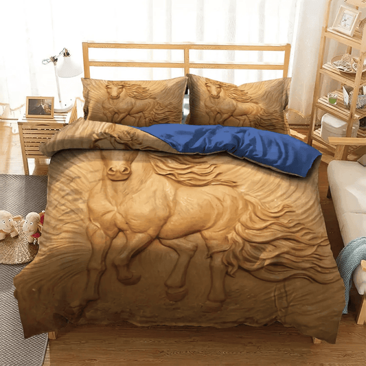 Galloping Horse King Size Bedding Set, Horse Soft Duvet Cover Set, Horse In Motion Queen Size Bedding Set, Horse Bedding Set, Gifts for Horse