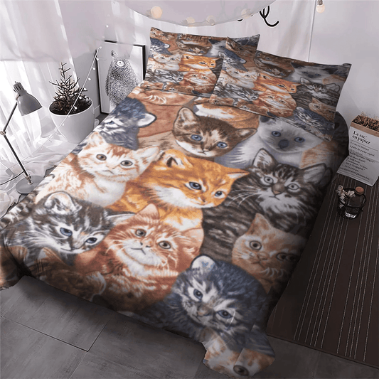 Cat Bedding set, Cat Paw Soft Duvet Cover Set, Cat Tracks King Size Bedding Set, Cat Bedding Set, Gifts for Cat