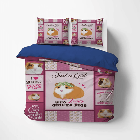 Book Guinea Pig King Size Bedding Set, Guinea Pig Soft Duvet Cover Set, Guinea Pig Girl TD LTTL Bedding Set, Gifts for Guinea Pig