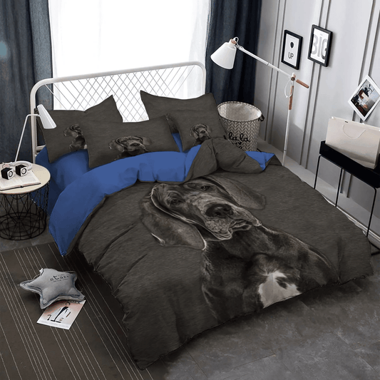 Great Dane In Your Face Dog Soft Duvet Cover Set, Cute Sleeping Chibi Dog Bedding set, Great Dane Dog Portrait Fur Printed Bedding Set, Gifts for Fur