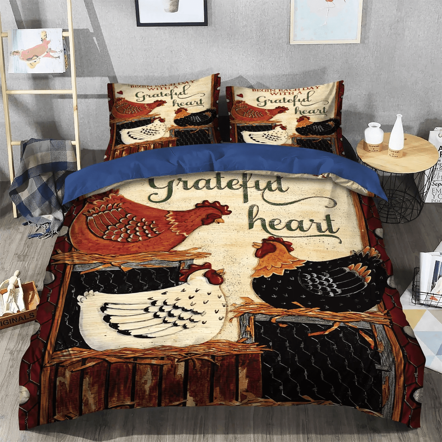 Chicken Mom King Size Bedding Set, Chicken Bedding set, Cute Chicken Soft Duvet Cover Set, Chicken Bedding Set, Gifts for Chicken