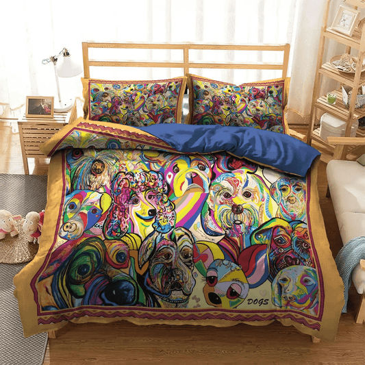 Chibi Dog Chibi Dog Chibi Dog Chibi Dog Soft Duvet Cover Set, Doggo Bedding set, Dog Queen Size Bedding Set, Dog Lo Bedding Set, Gifts for Dog