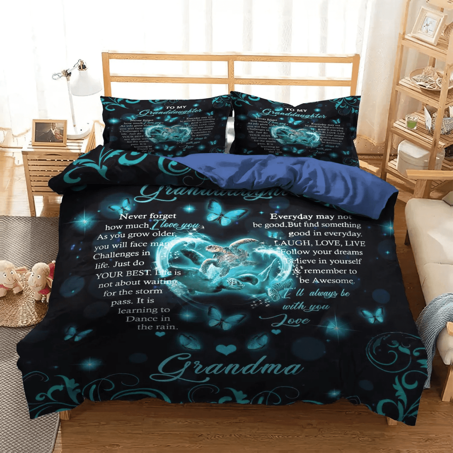 Grandmother Queen Size Bedding Set, Granddaughter Soft Duvet Cover Set, Grandma To Granddaughter Bedding Set, Gifts for Granddaughter
