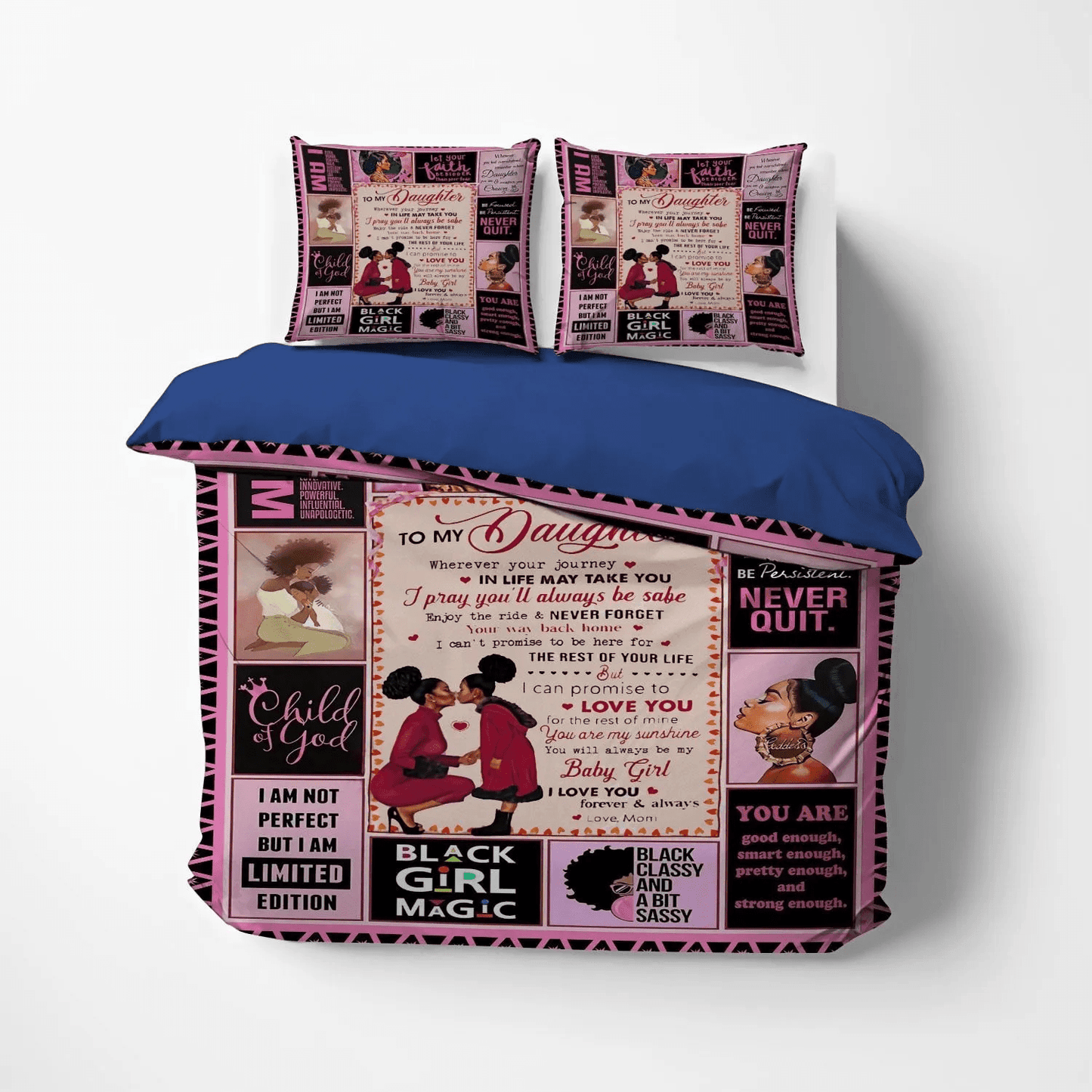 Black Woman Peru Soft Duvet Cover Set, To My Daughter You Are My Sunshine Love Mom Black Woman Bedding Set, Gifts for Black Women