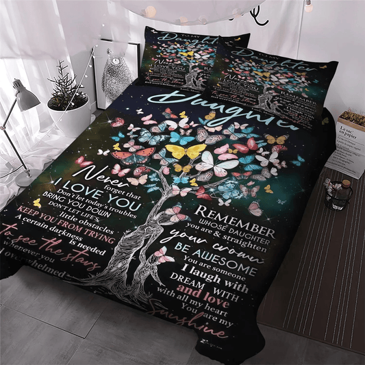 Personalized 3-piece Duvet Cover Bedding Set To My Daughter Love Mom Gift For Her Birthday Gift Anniversary Gift Christmas Gift. Bedding Set, Gifts for Mother
