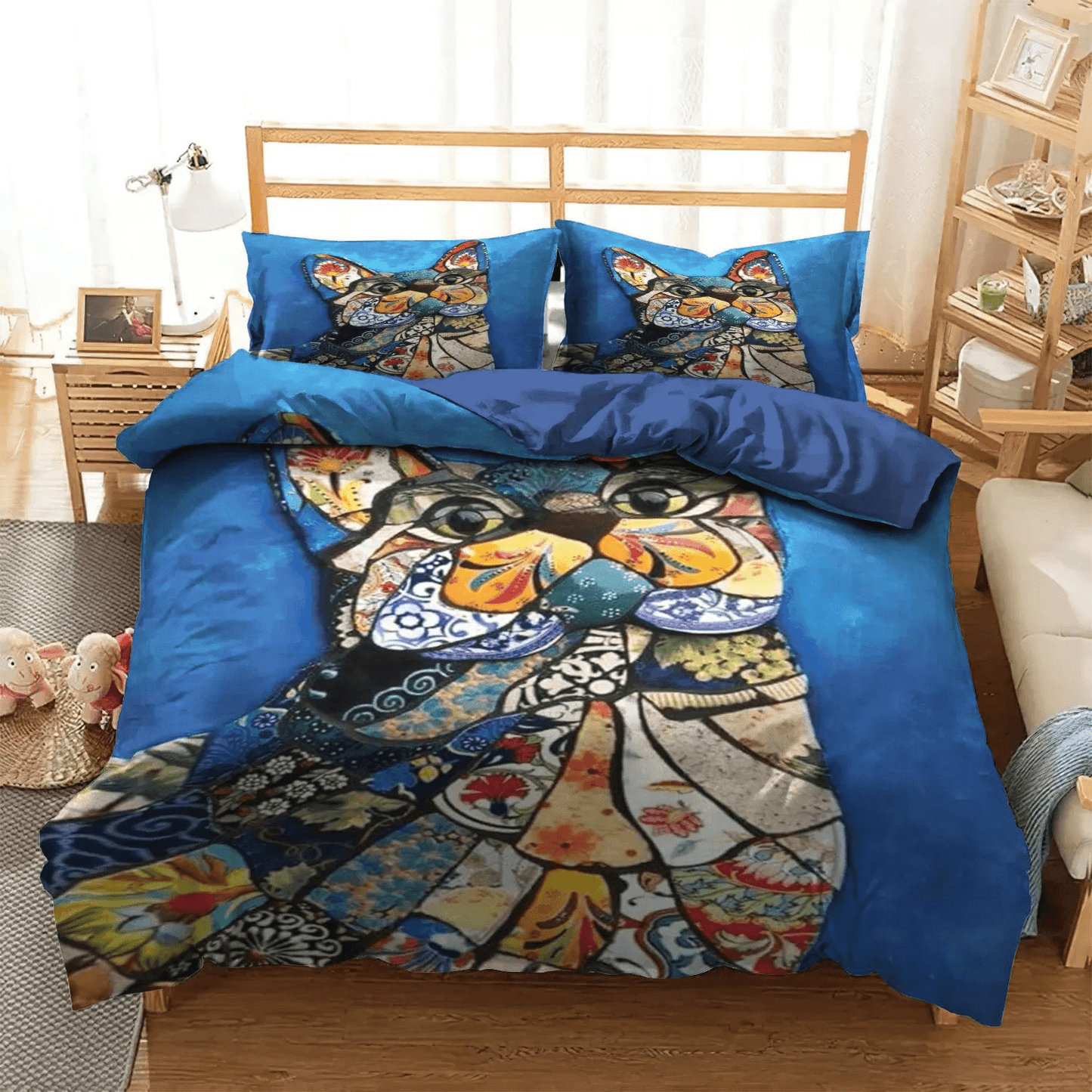 Cat Paw Queen Size Bedding Set, Cat Soft Duvet Cover Set, Cat Tracks Bedding set, Cat Bedding Set, Gifts for Cat